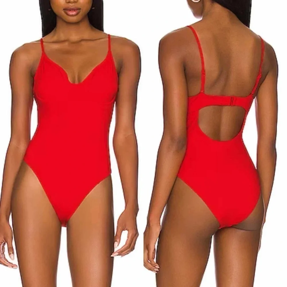 Good American Show Off One Piece Swimsuit Bright Poppy